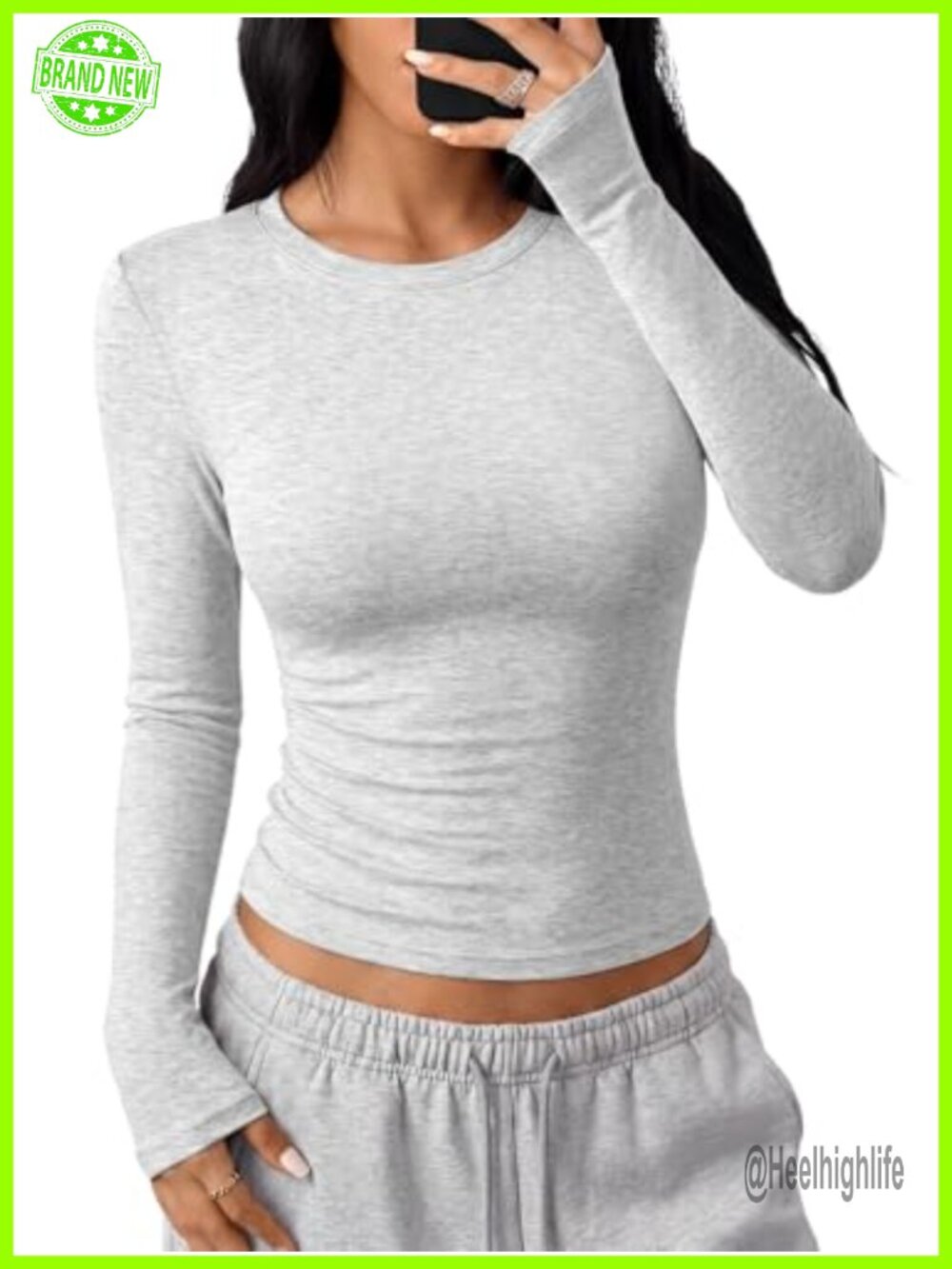 Women's Slim Fit Long Sleeve Crew Neck T-Shirt Cotton Spandex Basic Top